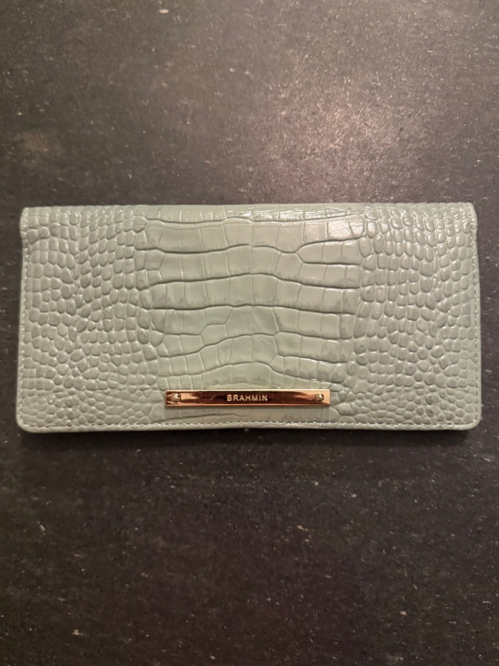 Brahmin Ady Pale Blue Wallet Embossed Leather
